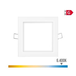 Mini downlight LED quadrado de encastrar 6W 6400K LUZ fria COR branco 11,7x11,7cm EDM