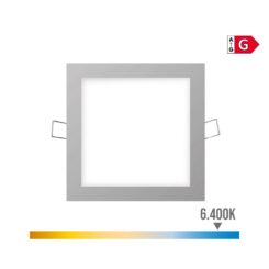 Mini downlight LED quadrado de encastrar 6W 6400K LUZ fria COR cromado 11,7x11,7cm EDM
