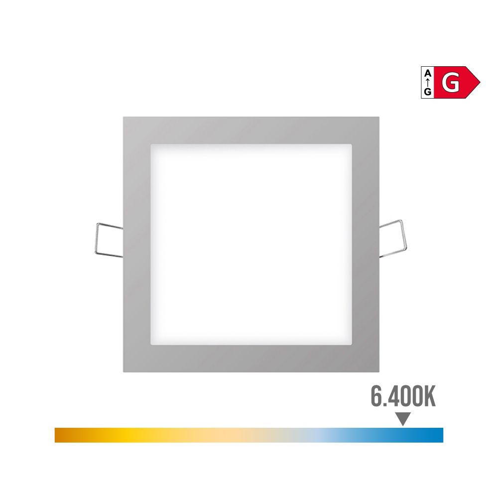 Mini downlight LED quadrado de encastrar 6W 6400K LUZ fria COR cromado 11,7x11,7cm EDM