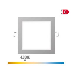 Mini downlight LED quadrado de encastrar 6W 4000K LUZ DIA COR cromado 11,7x11,7cm EDM