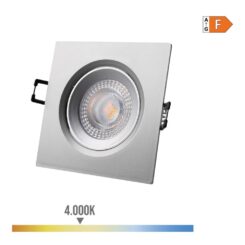 EDM Downlight LED quadrado embutido 5 w 4000 k luz diurna cor cromada 9 x 9 cm