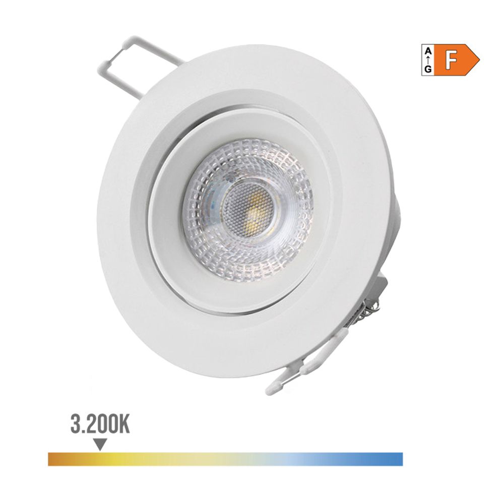 Downlight LED redondo de embutir 5 W 3200 K 380 LM LUZ branco quente Ø9 cm