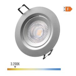 Downlight LED redondo de encastrar 5W 3200K LUZ quente. ARO cromado Ø9cm EDM