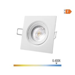 Downlight LED quadrado de encastrar 5W 6400K LUZ fria ARO branco 9x9cm EDM