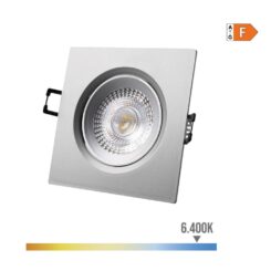 Downlight LED quadrado de encastrar 5W 6400K LUZ fria ARO cromado 9x9cm EDM