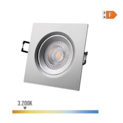 Downlight LED quadrado de encastrar 5W 3200K LUZ quente ARO cromado 9x9cm EDM