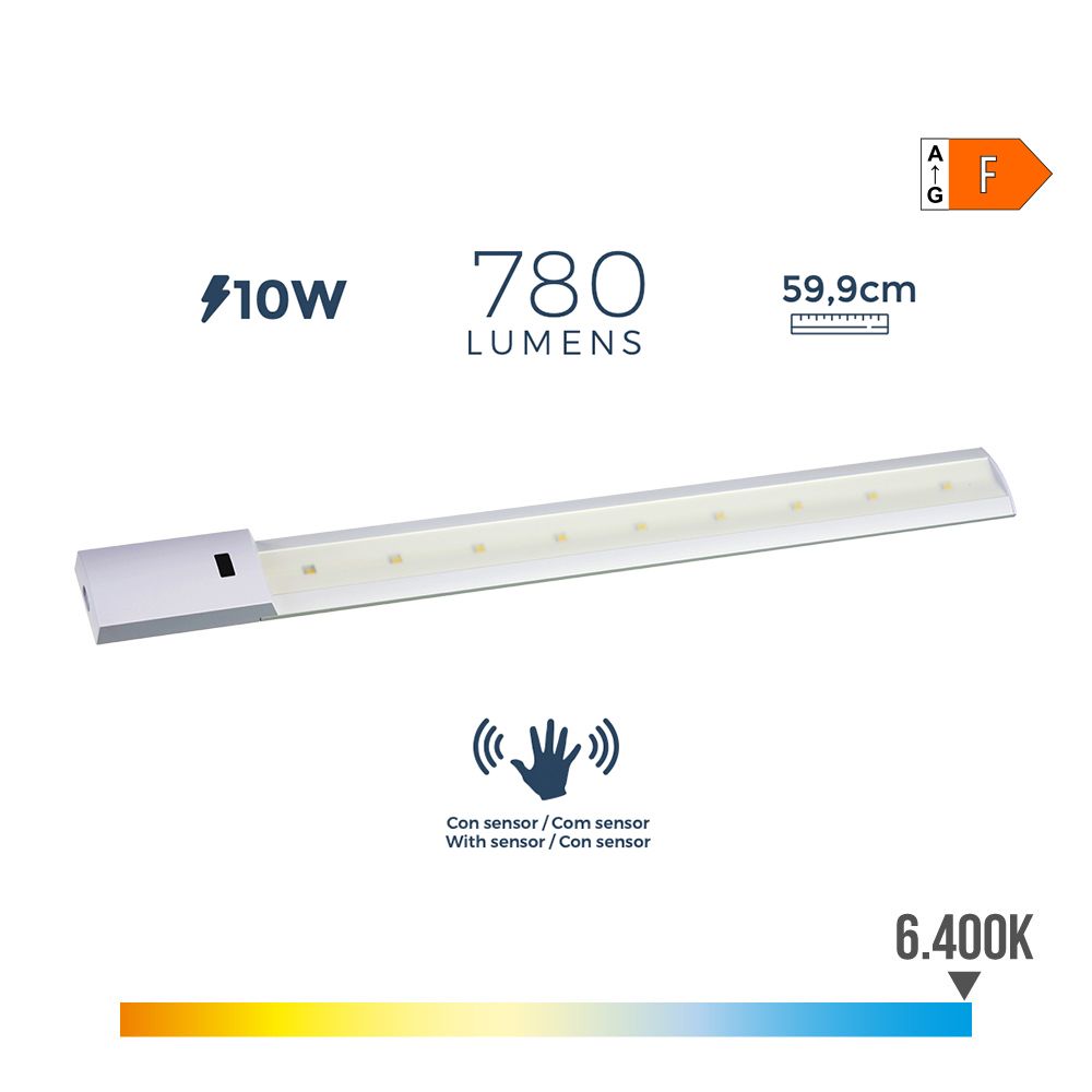 Armadura LED com sensor 10W 780lm 6500K LUZ fria 5,5 x 59,9 cm