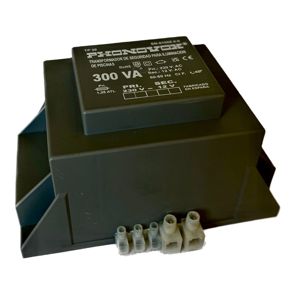 Transformador de piscina 300va 230/12v 50-60hz. filtro de linha ip-00 tp30300