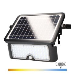 Candeeiro de parede solar 10W 1150lm recarregável. sensor de presença (2-8m) COR preta 27,5X19,6cm EDM