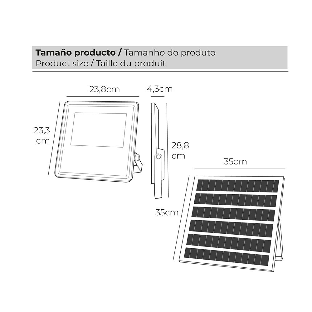 Refletor de projetor LED solar 200 w 1500 lm 6500 k luz fria - Image 6