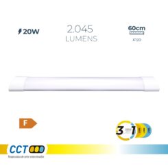 EDM Armadura LED 20 W Temperatura de Luz Variável  6500 K / 4000 K / 3000 K, 3CCT, 2045 lm, 60x2,6x7,4 cm