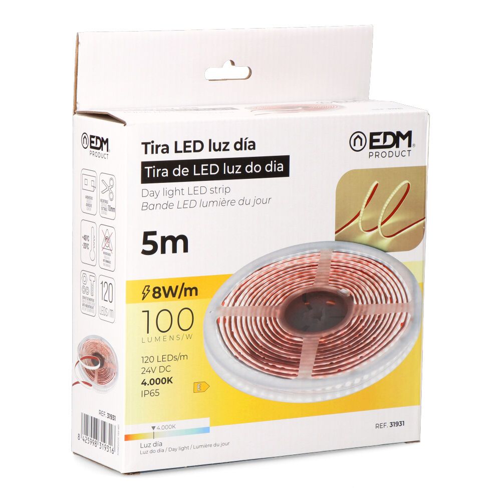 Tira de LED LUZ do DIA 4.000K adesivo 5m x 10 mm 8 W/M 100lm/W 24V DC - Image 5