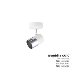Foco de 1 elemento modelo moon GU-10 (lâmpada não incluída) COR cromo + branco sujo ø 9 x 7,6 x 12,6 cm