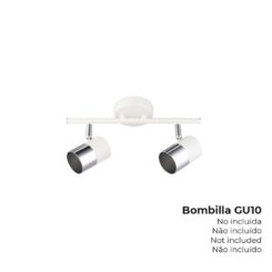 Foco de 2 elementos modelo moon GU-10 (lâmpada não incluída) COR cromo + branco sujo 30 x 7,6 x 15,2 cm