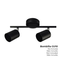 Foco de 2 elementos GU10 50 W (lâmpada não incluída) COR preta 30 x 9 x 17 cm
