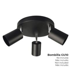 Projetor GU10 3 elementos 50W (lâmpada não incluída) preto ø 20 x 14,6 cm