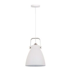 Candeeiro de teto, pendente, E27, branco + níquel, Ø270 x 1200 mm
