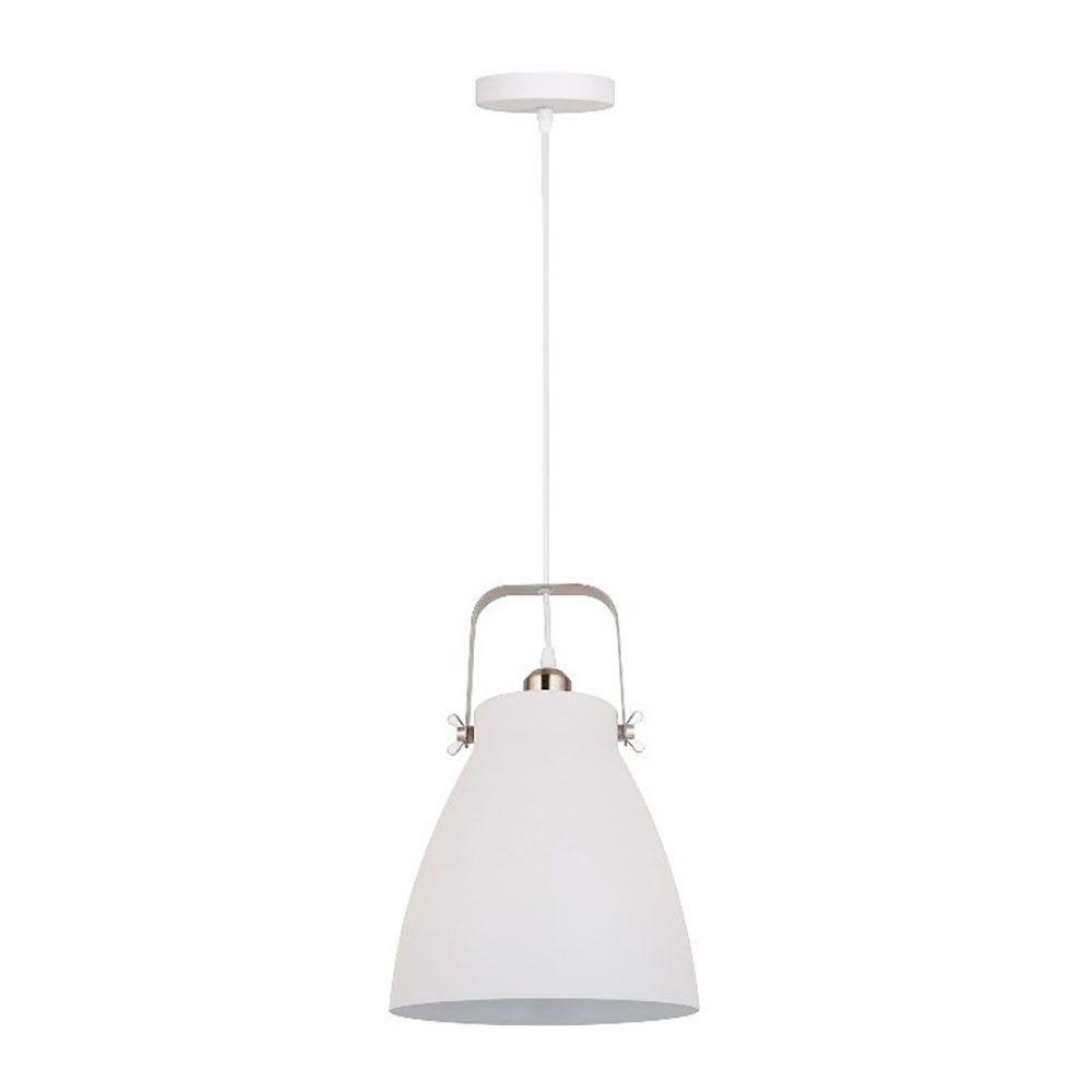 Candeeiro de teto, pendente, E27, branco + níquel, Ø270 x 1200 mm