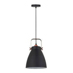 Candeeiro de teto pendente, E27, preto + cobre, Ø270 x 1200 mm