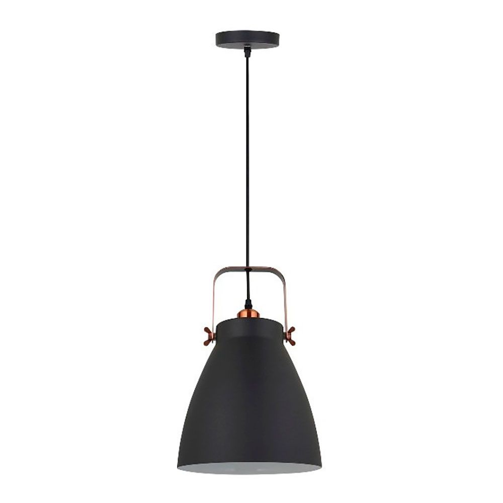 Candeeiro de teto pendente, E27, preto + cobre, Ø270 x 1200 mm