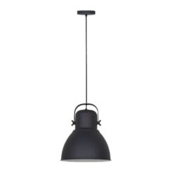 Candeeiro de teto pendente, E27, preta, Ø320 x 1870 mm