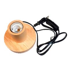 Base de candeeiro de mesa E27, com cabo e interruptor, madeira, Ø120 x 85 mm