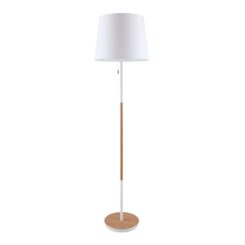 Candeeiro de pé E27, madeira e branca, Ø400 x 1570 mm