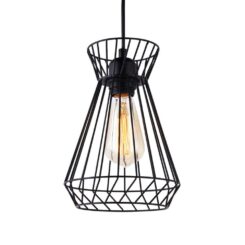 Candeeiro de teto metálico E27 60W COR preto Ø19x26x130cm EDM