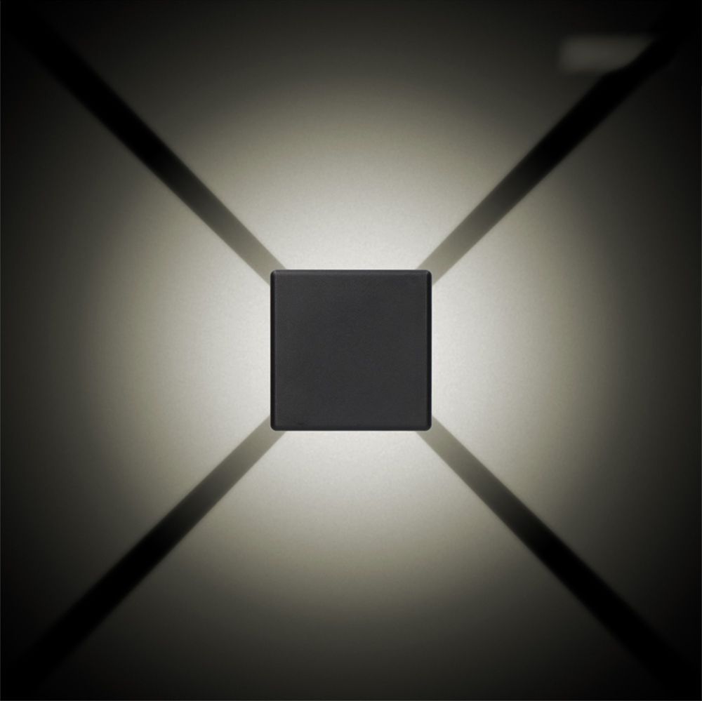 Candeeiro de parede LED 6W 516lm 3000K LUZ quente quadrado IP54 11.5x11.5x5cm 4 projeções EDM - Image 3