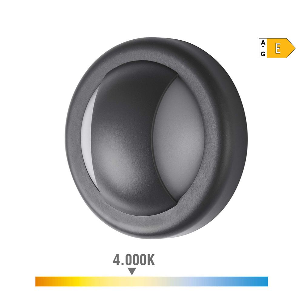 Candeeiro de parede LED 6W 250lm 4000K LUZ DIA IP65 Ø14x5,7cm redondo EDM