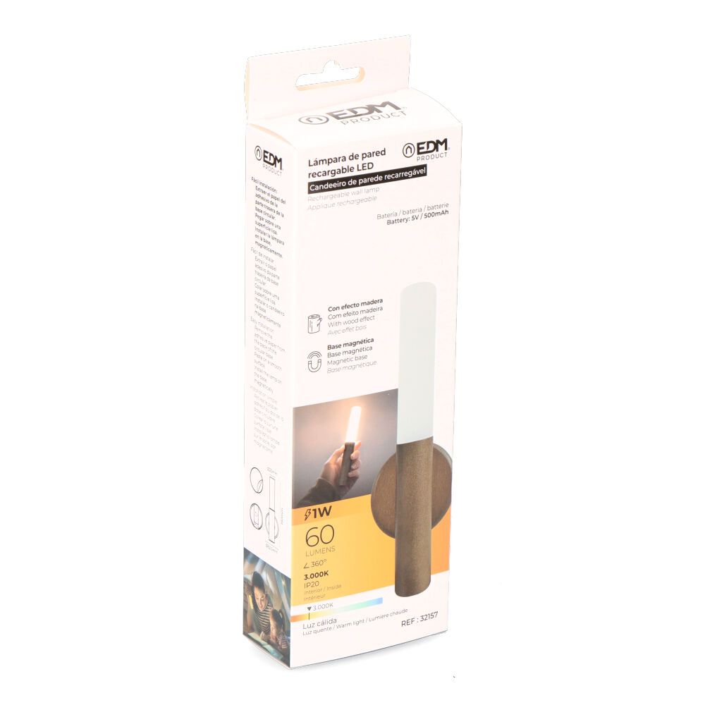 Lâmpada de parede LED recarregável 1W 60lm 3.000K - Image 4