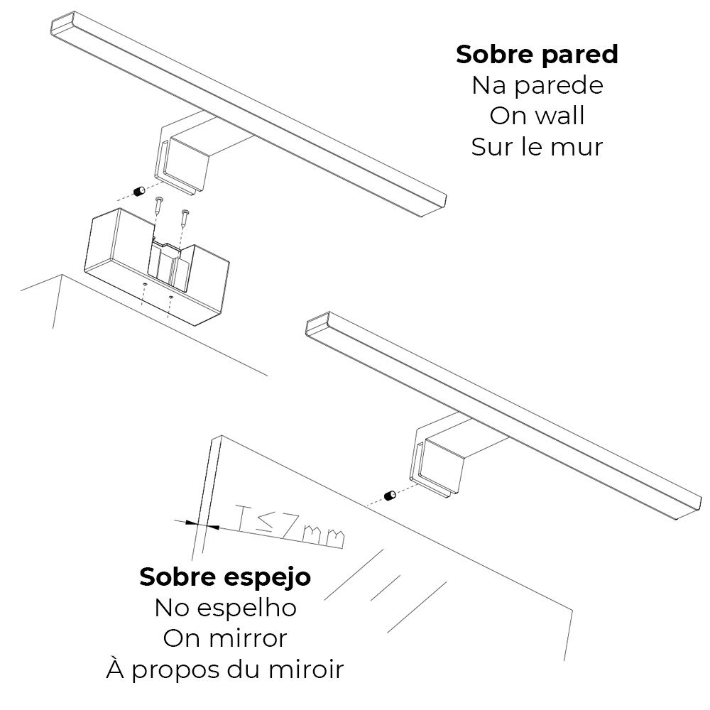 Candeeiro LED de parede ou espelho 8 W 4.000 K 800 LM LUZ do DIA 40 x 12,8 x 5,10 cm - Image 4