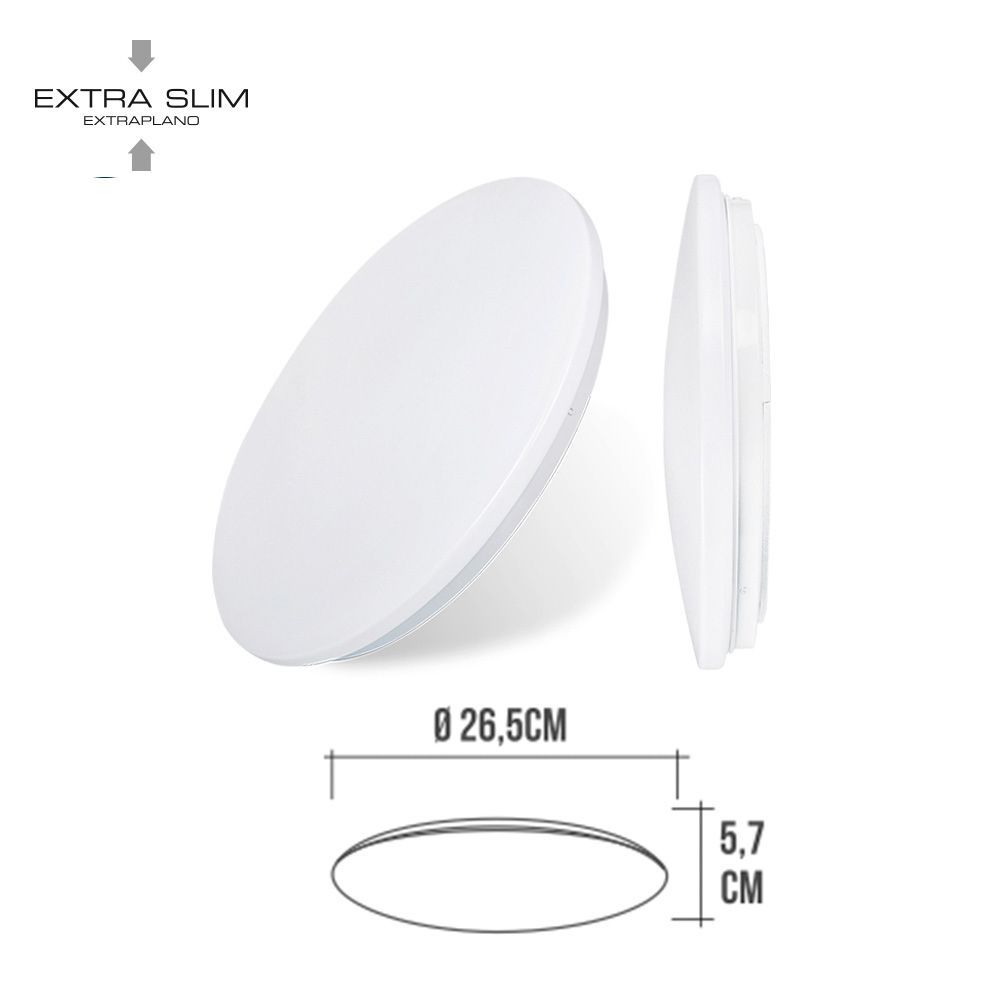 LUZ de parede LED de superfície circular 12 W 6500 K 1160 LM Ø25,5 x 6,2 cm - Image 2