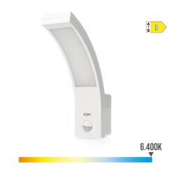 Candeeiro de parede exterior LED 10W 1686lm 6400K IP54 6,6x18,8x25cm com sensor de movimento EDM
