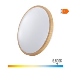 Candeeiro de superfície circular LED efeito madeira 18 W 1820 LM 6500 K Ø33 x 5,5 cm