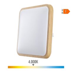 Candeeiro de superfície quadrado LED efeito madeira 18 W 4000 K 1820 LM 33 x 5 x 33 cm