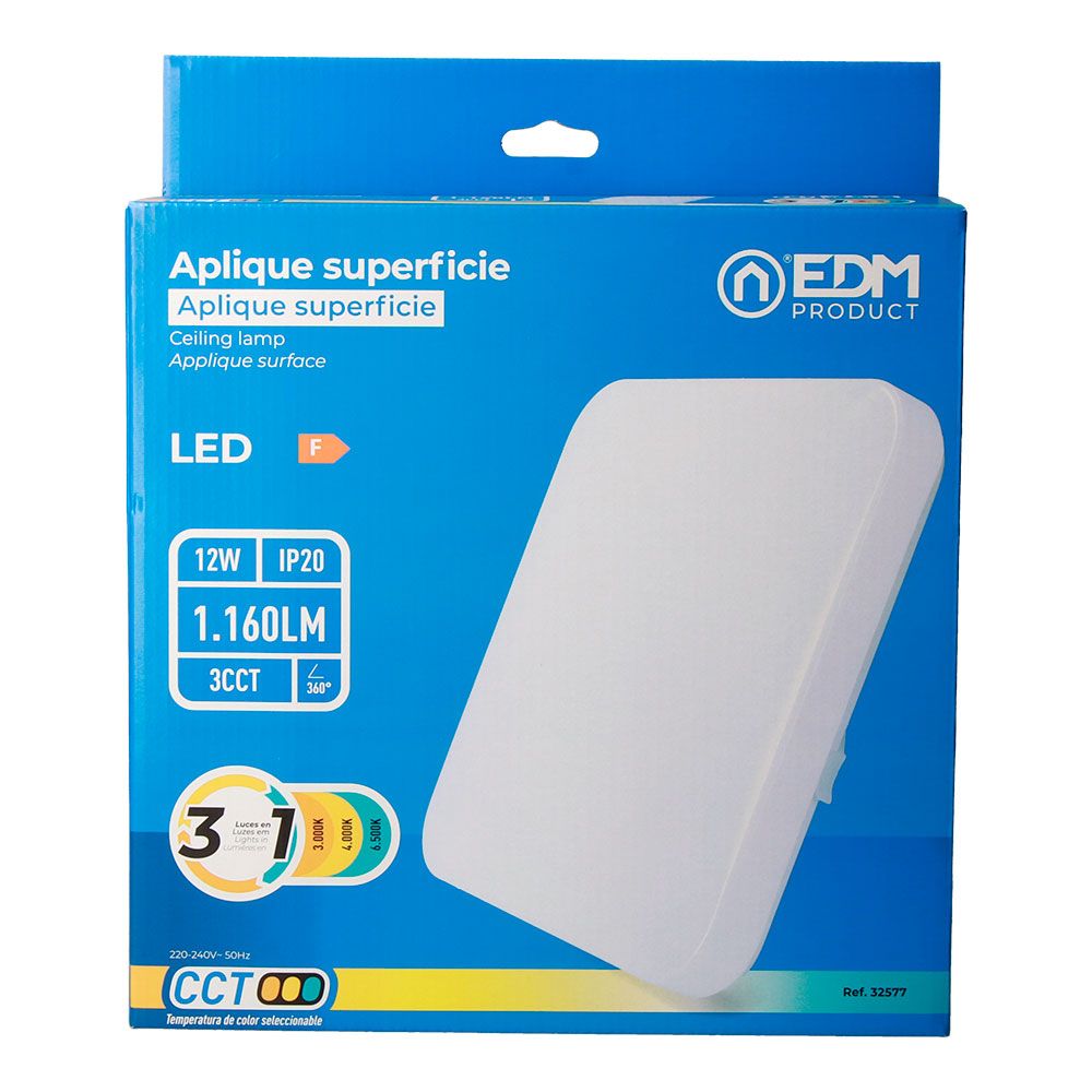Luminaria de parede LED quadrada extraplana 12 W 3CCT 1160 LM 28,5 x 28,5 x 6 cm - Image 3