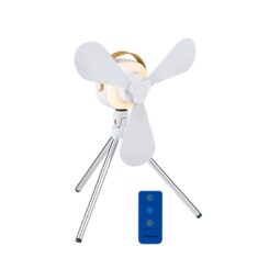 Ventilador de mesa, recarregável por USB, 3 pás, 4 velocidades, com controle remoto