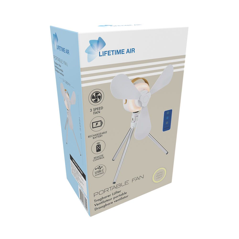 Ventilador de mesa, recarregável por USB, 3 pás, 4 velocidades, com controle remoto - Image 4