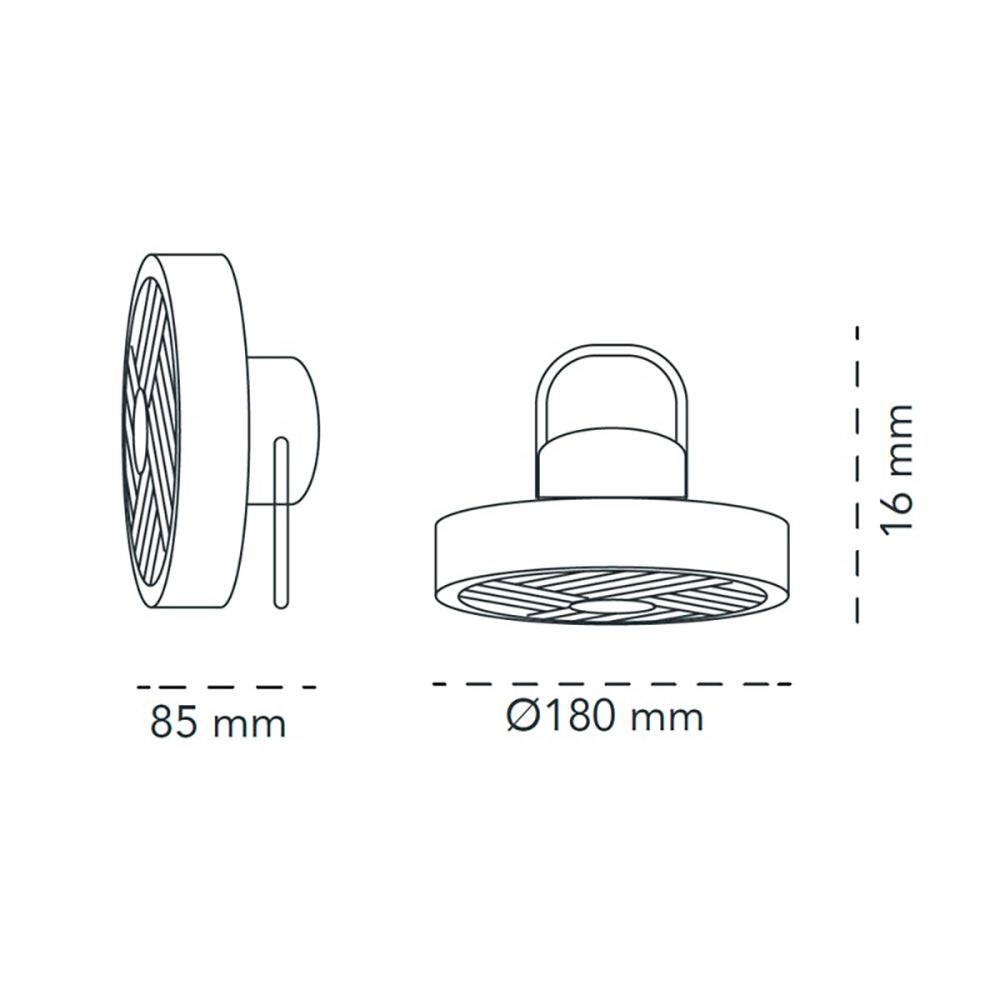 Ventilador de mesa splash LED recarregável branco, 5,5 W, 6500 K, ø180 x 85 x 160 mm - Image 6