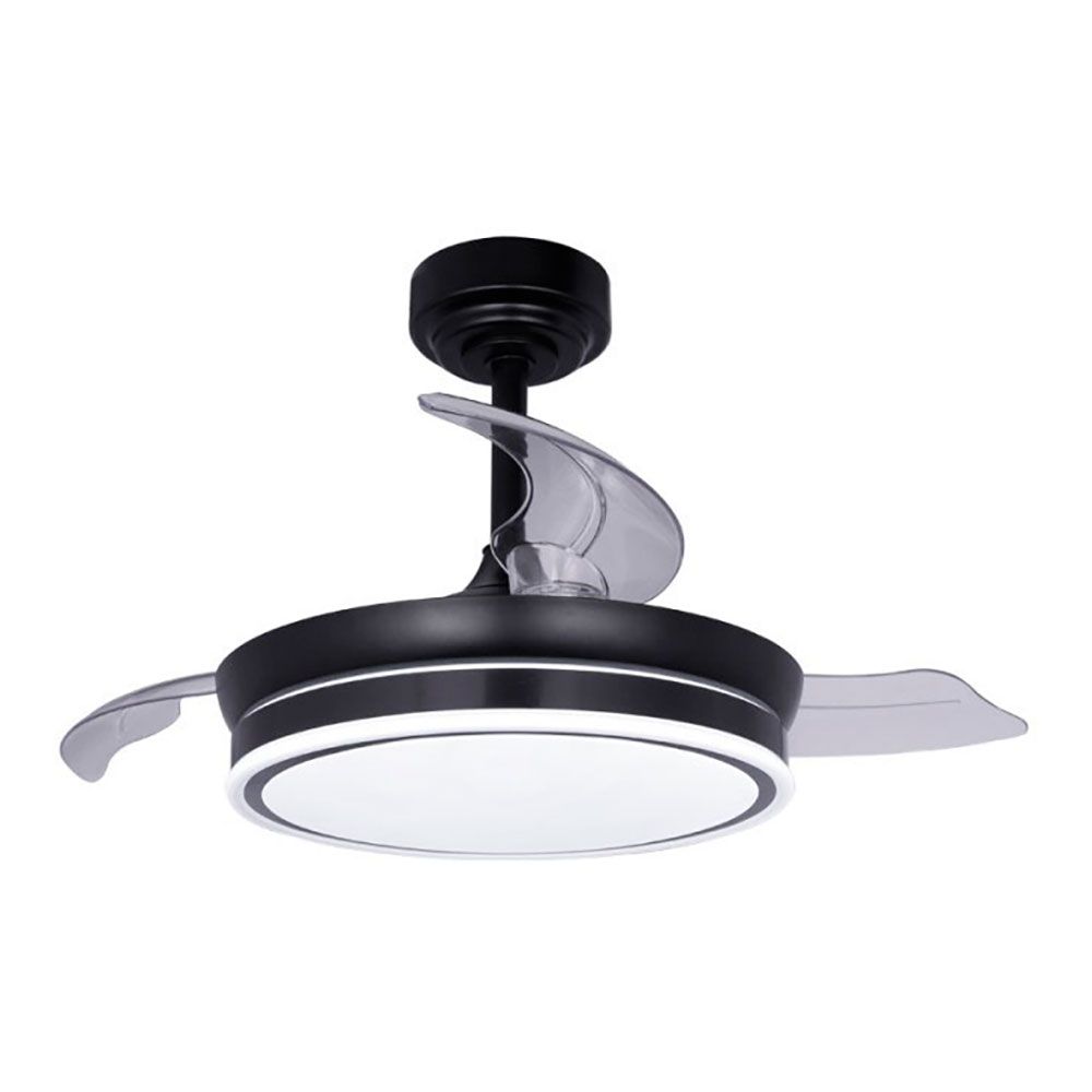 Ventoinha de teto LED 3CCT pás retráteis moss mini 46 W 5520 LM preto, pás Ø92 cm, aplique Ø39 cm, altura 32 - 42 cm - Image 2