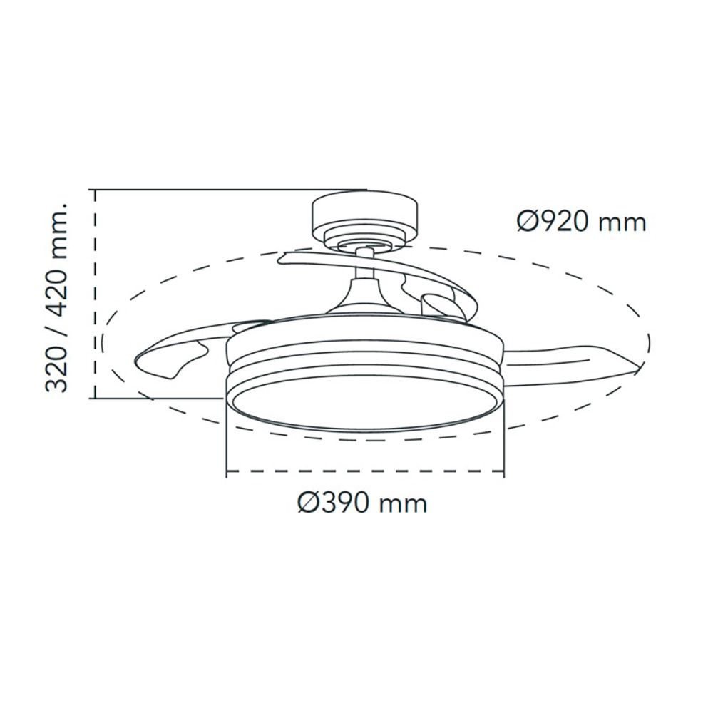 Ventoinha de teto LED 3CCT pás retráteis moss mini 46 W 5520 LM preto, pás Ø92 cm, aplique Ø39 cm, altura 32 - 42 cm - Image 5
