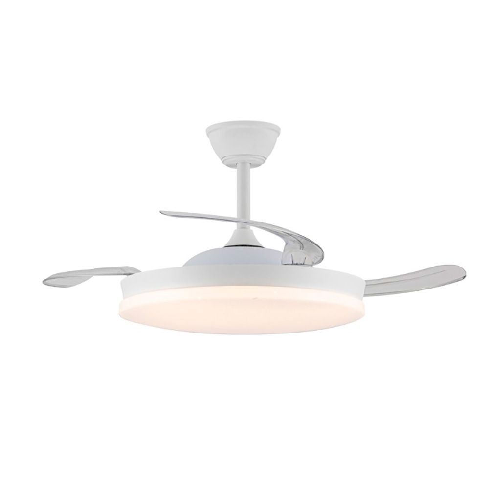 Ventilador de teto LED 3cct lâminas retráteis estrelas evo smart 72 w 7920 lm branco, lâminas ø106 cm, teto ø48,5 cm, altura 34 - 44 cm