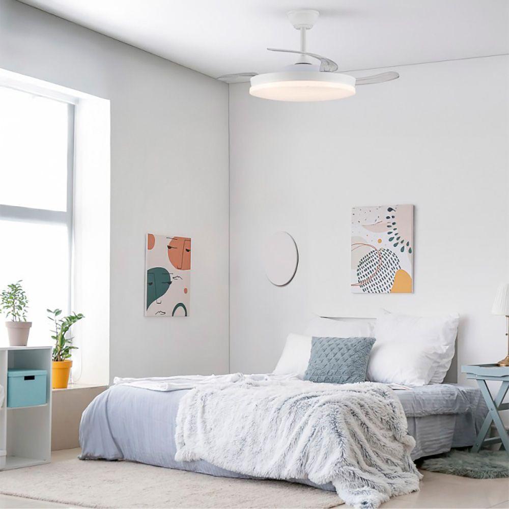 Ventilador de teto LED 3cct lâminas retráteis estrelas evo smart 72 w 7920 lm branco, lâminas ø106 cm, teto ø48,5 cm, altura 34 - 44 cm - Image 5