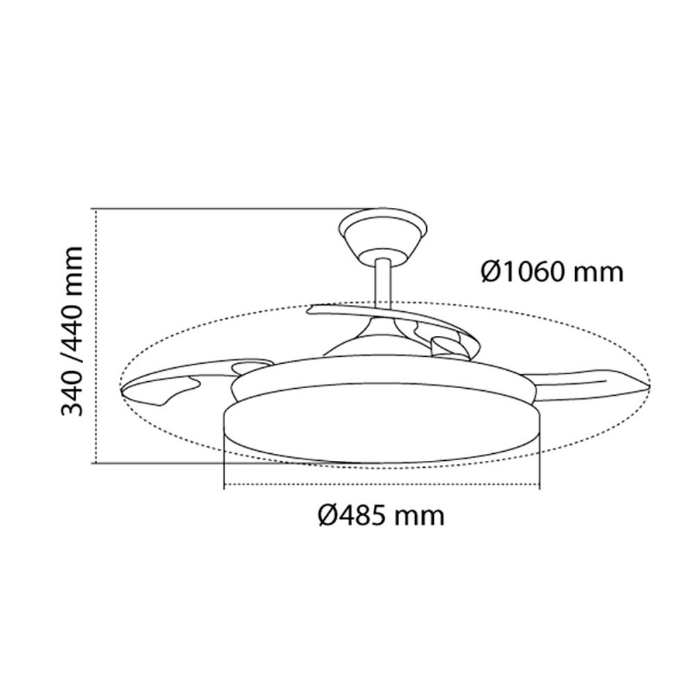 Ventilador de teto LED 3cct lâminas retráteis estrelas evo smart 72 w 7920 lm branco, lâminas ø106 cm, teto ø48,5 cm, altura 34 - 44 cm - Image 6