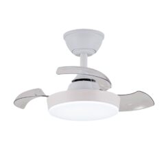 Ventoinha de teto LED 3CCT pás retráteis hornet 32 W 3195 LM branco,  pás Ø56 cm, aplique Ø26 cm, altura 34 - 44 cm
