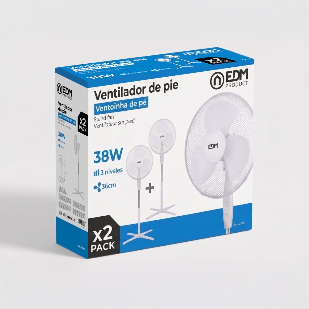 Ventoinhas de pé, 38 W, brancas, Ø40 cm, 2 unidades numa caixa - Image 4