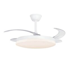 Ventilador de teto, LED 3cct, lâminas retráteis, leitoso l evo smart, 72 w, 7920 lm, branco, ø120 cm, teto ø48 cm, altura 32 - 42 cm