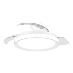 Ventilador de teto com pás retráteis, LED 3 CCT, DC 28 W + 35 W, modelo bliss, branco, Ø106 cm