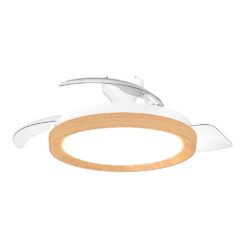 Ventilador de teto com pás retráteis, LED 3 CCT, motor DC 28 W + LED 35 W, modelo bliss, branco / dourado, Ø106 cm